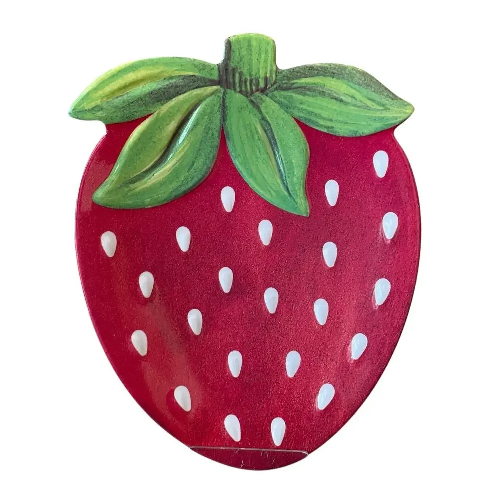 C&C California Strawberry Shaped Melamine Snack Plates 5x7 Set of 4 NEW